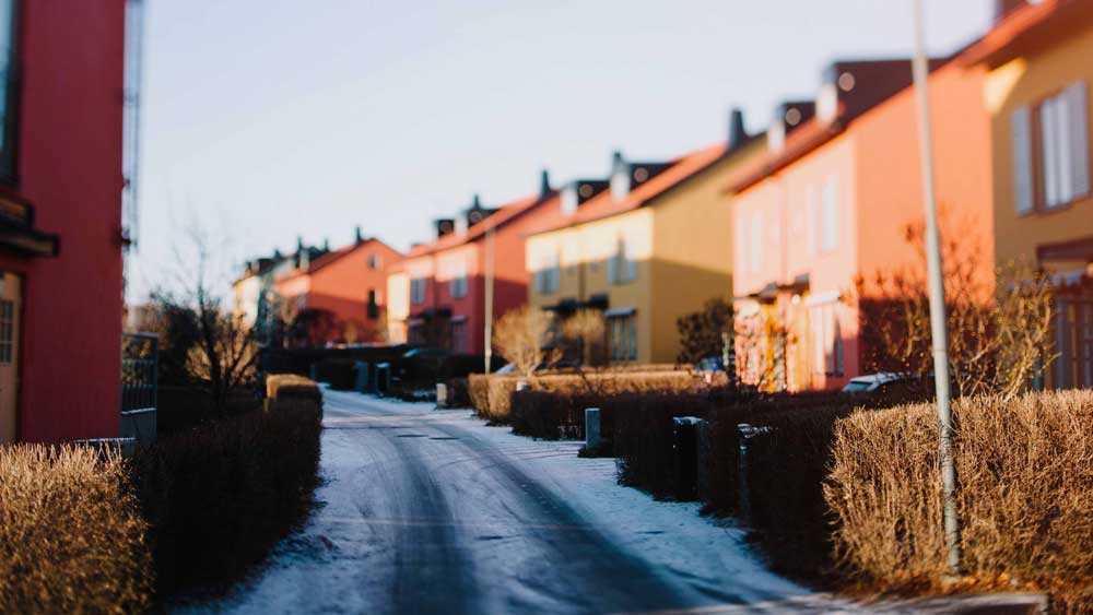 Småhus på rad.